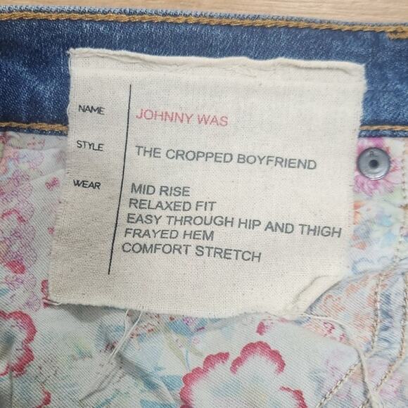 Johnny Was Zoe Cropped Boyfriend Jean Embroidered Size 28 - Picture 14 of 15